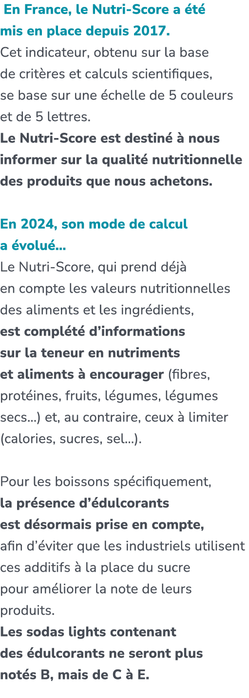  En France, le Nutri Score a t  mis en place depuis 2017. Cet indicateur, obtenu sur la base de crit res et calculs ...
