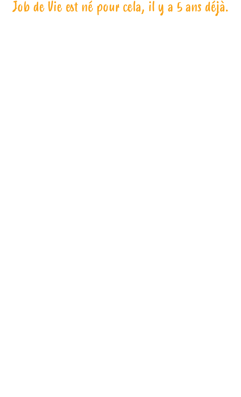 Job de Vie est n pour cela, il y a 5 ans d j . Avec une id e simple et une volont  forte de Professionnels en Pr ven...